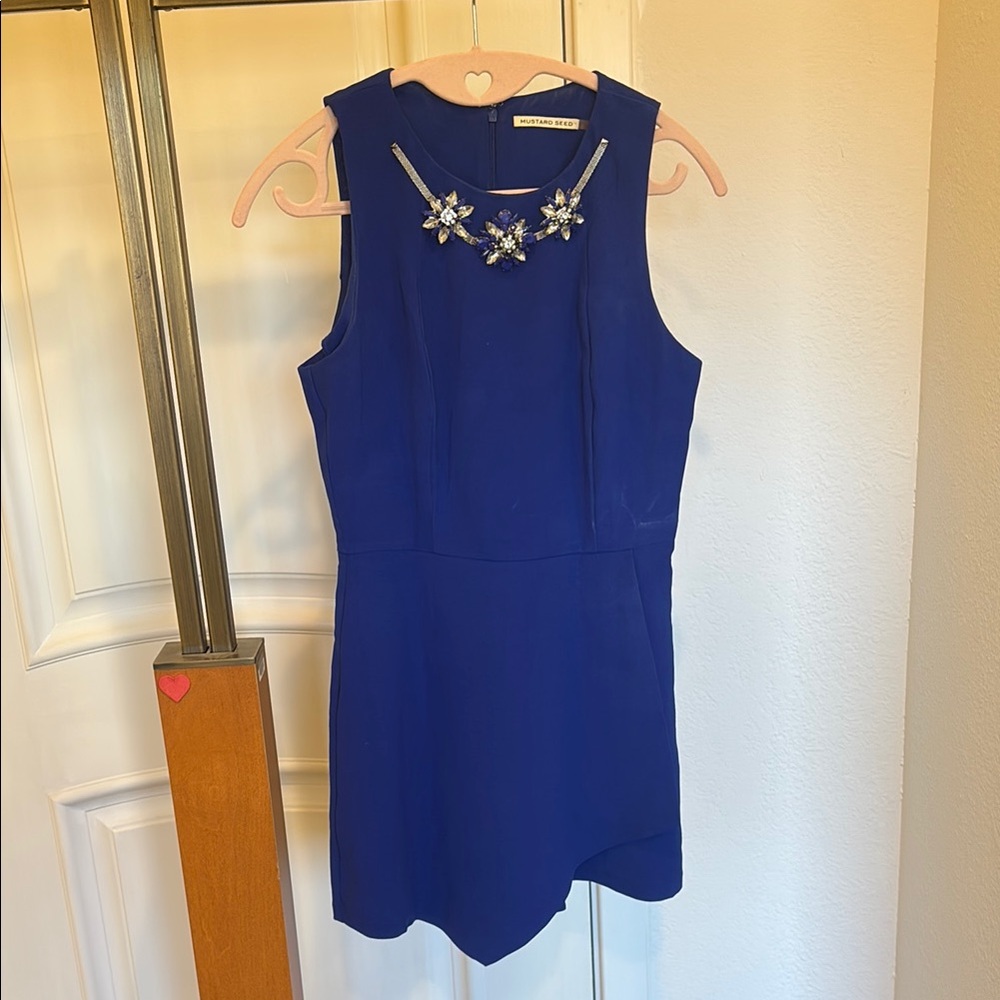 Mustard Seed Blue Sleeveless Romper